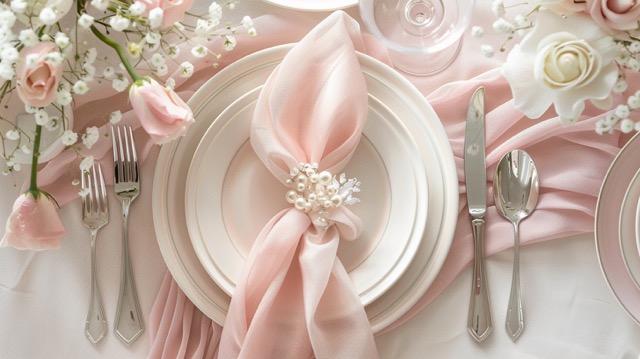 Pink dinner table décor